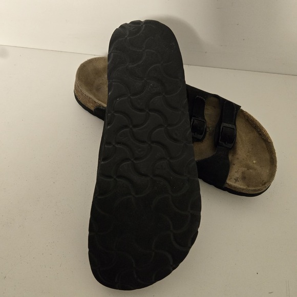 Birkenstocks Newalk Women's Size 7.5 38 Black Leather Suede Triple Strap Sandals - Picture 9 of 9